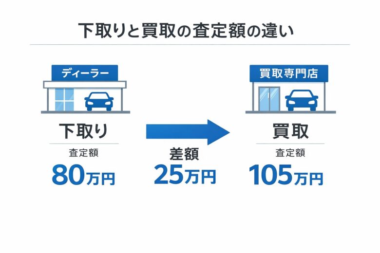 車の下取りと買取の査定額の違い