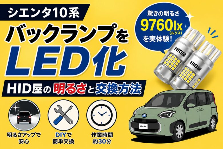 シエンタ10系のバックランプをHID屋LEDへ交換したレビューと交換方法