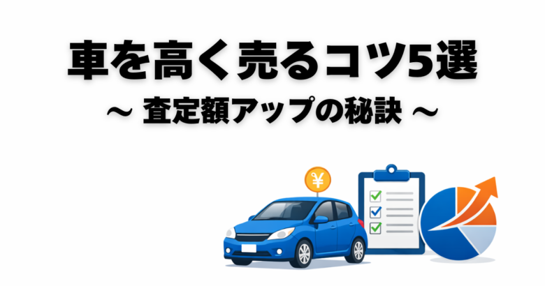 車を高く売るコツと査定額アップのポイントを示したアイキャッチ画像