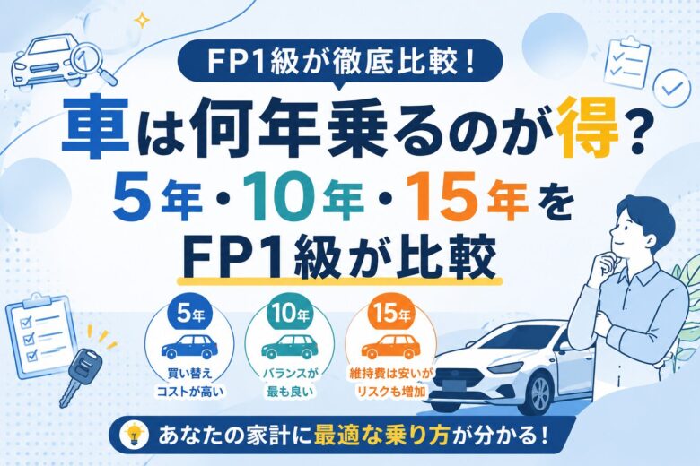 車は何年乗るのが得？5年・10年・15年の維持費や買い替え時期をFP1級が比較したイメージ