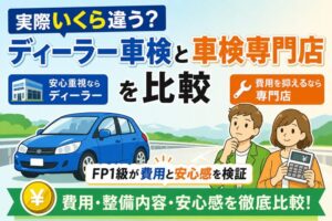ディーラー車検と車検専門店の費用・整備内容・安心感を比較するイメージ画像