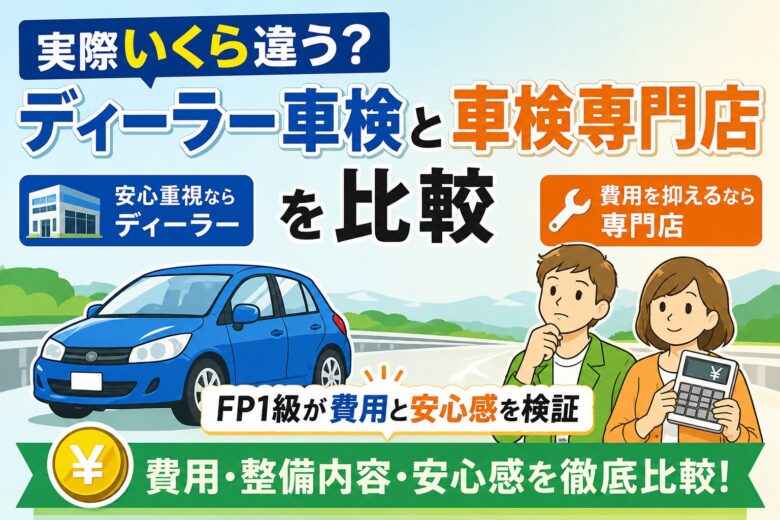 ディーラー車検と車検専門店の費用・整備内容・安心感を比較するイメージ画像